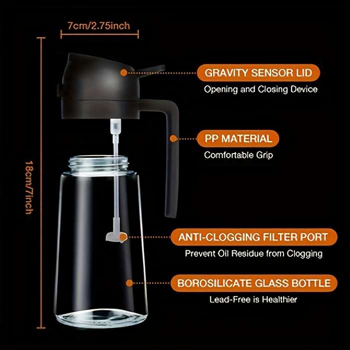 16oz / 470ml Glass Oil Sprayer And Bottle Set