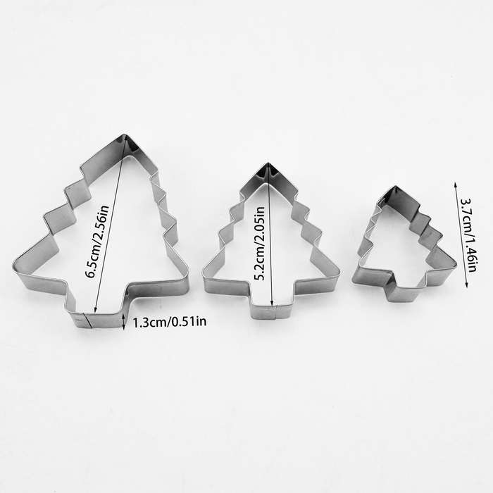 3pcs Christmas Tree Cookie Cutters Set