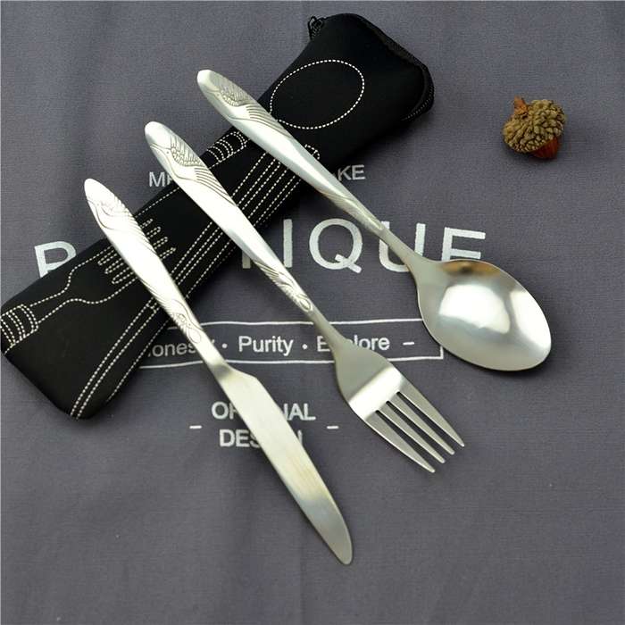 Durable Practical Portable Outdoor Tableware Set Stainless Steel Cutlery