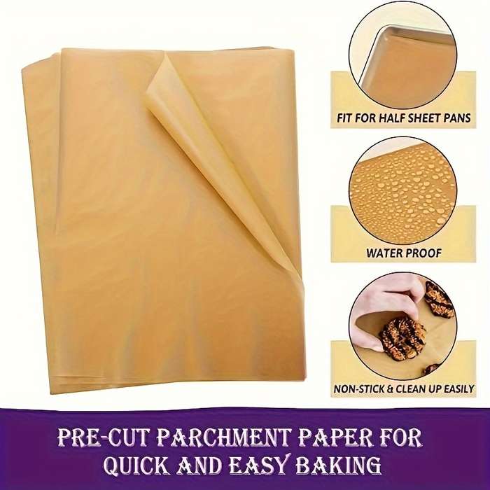50-Pack Pre-Cut Parchment Paper Baking Sheets
