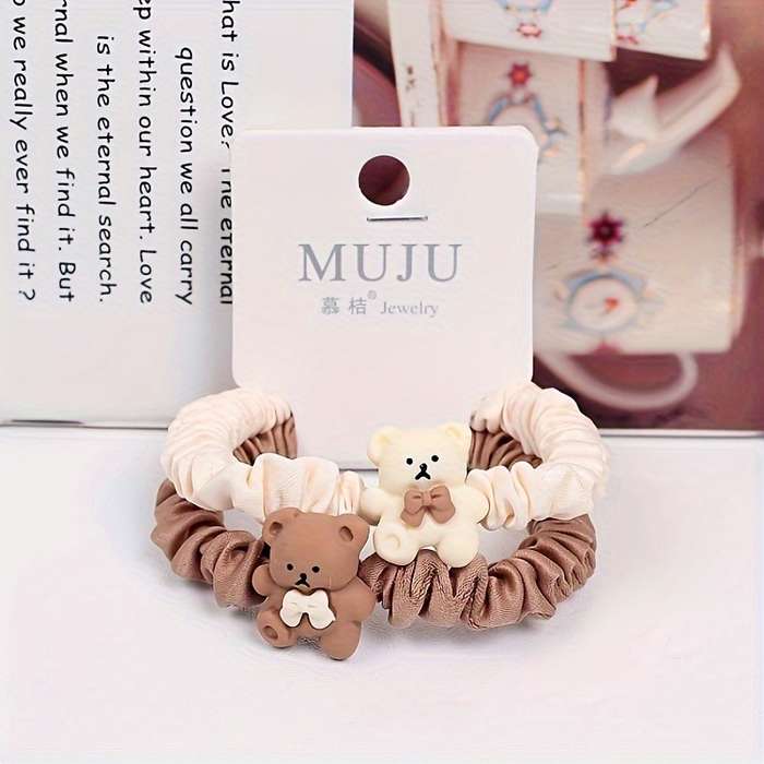 Jewelry 2-Piece Set Cute Bear Elastic Hair Ties