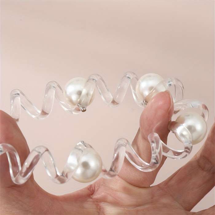 2pcs Elegant Faux Pearl Spiral Hair Ties