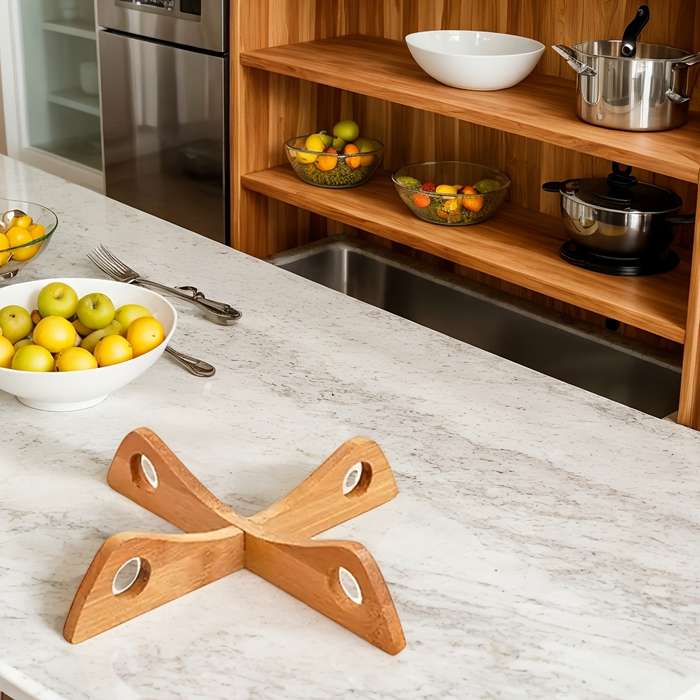 Bamboo Pot Rack with Insulated Cup