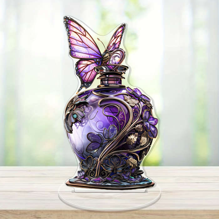 Classic Acrylic Butterfly and Floral Pedestal Vase Tabletop Decor