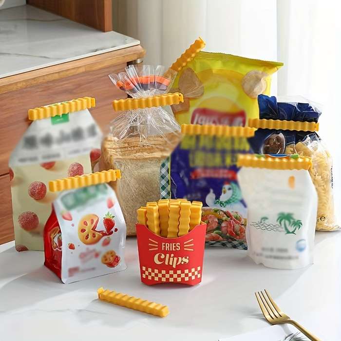 2pcs Cute French Fries Sealing Clip Storage Box