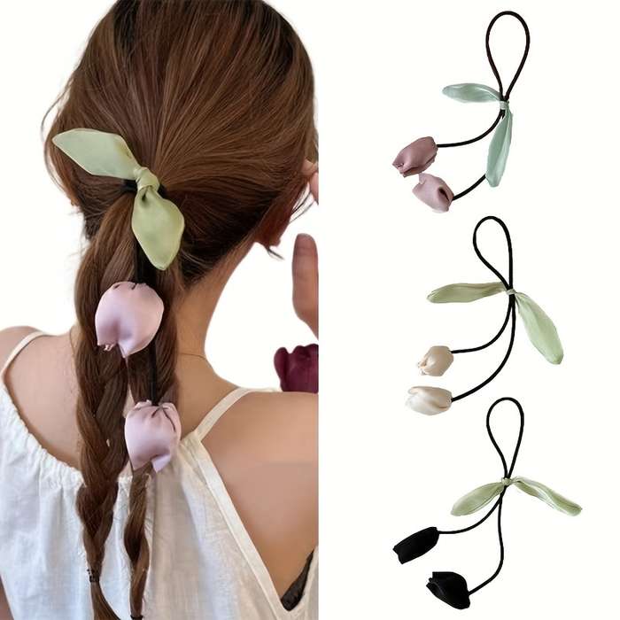 Elegant Silk Floral Hair Ties