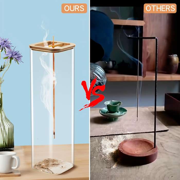Glass Incense Holder With Metal Base
