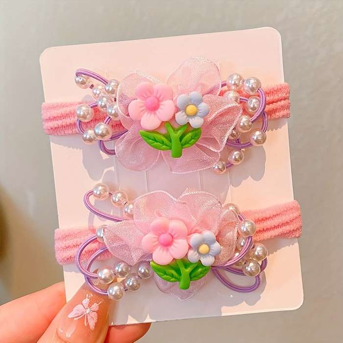 Cute Cartoon Flower Hair Ties for Girls