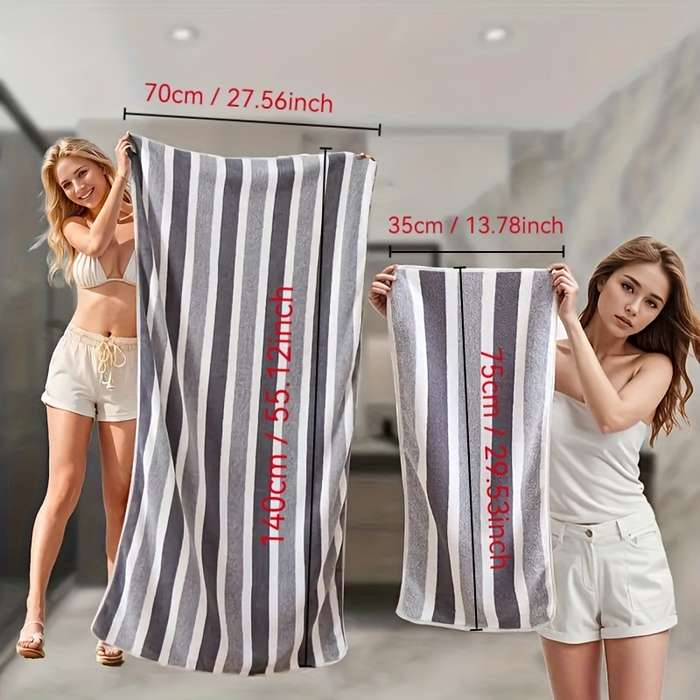 Ultra-Soft Striped Coral Fleece Bath Towels