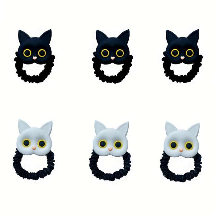 Silicone Cat Black and White Hair