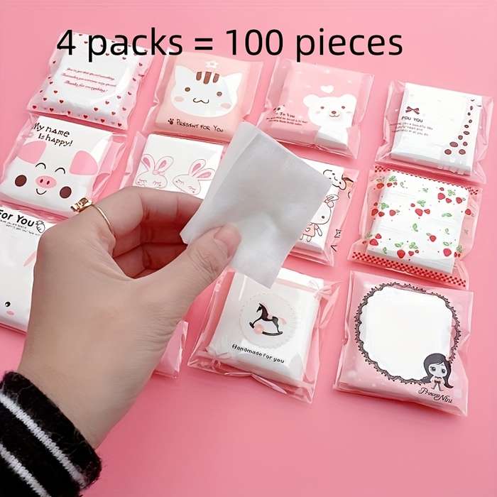 100pcs Cute Cartoon Makeup Remover Wipes