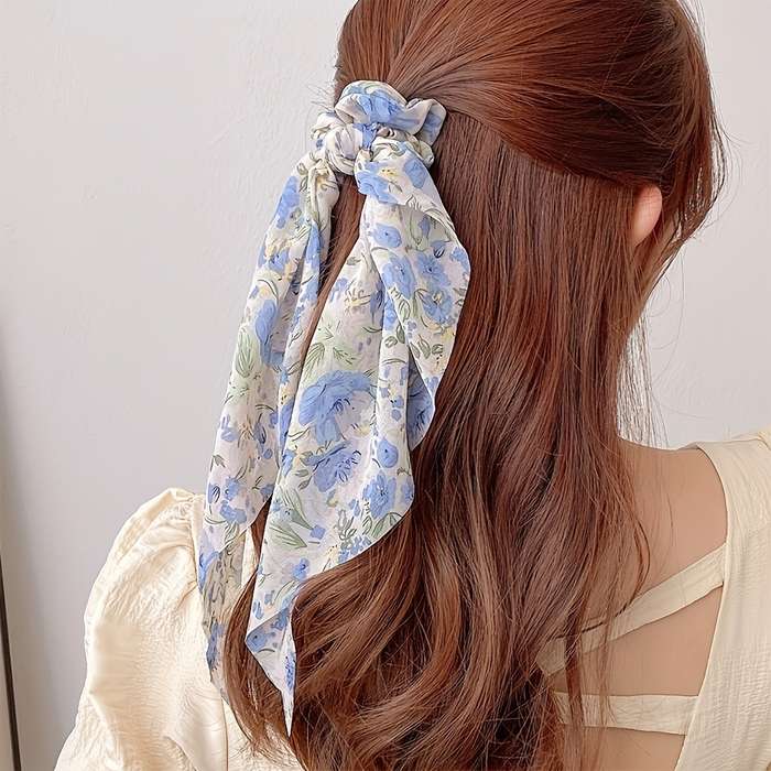 Floral Chiffon Scarf Hair Ties