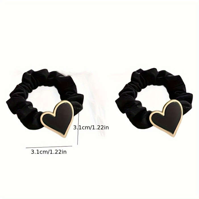 Elastic Hair Bands with Heart Charms