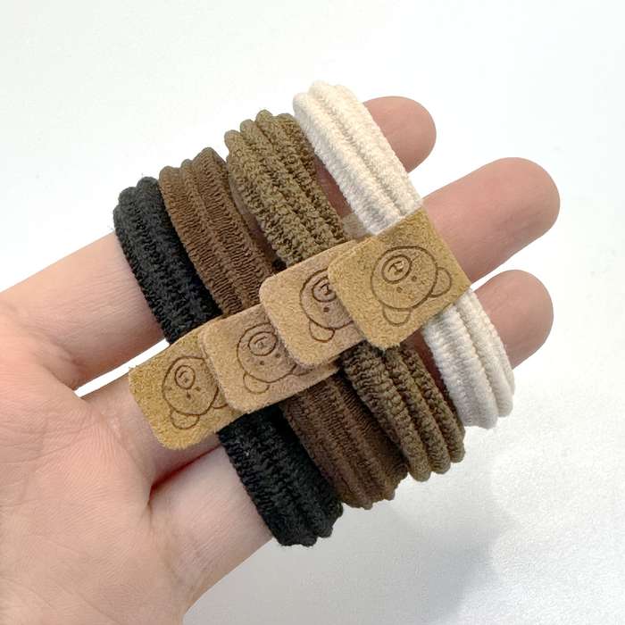 5pcs Cute Bear Icon Hair Ring Set