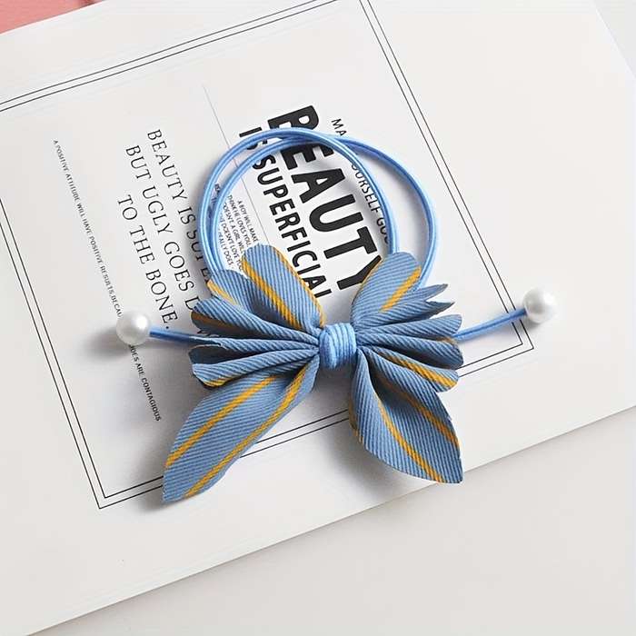 1pc Bowknot And Faux Pearl Hair Ties