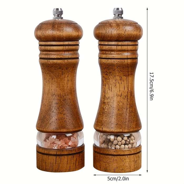 2-Pack Wooden Pepper Grinder Set