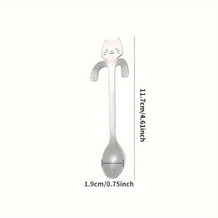 3pcs Set of Adorable Cat-Shaped Stainless Steel Coffee Spoons
