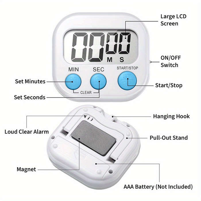 1pcs Digital Kitchen Timer Magnetic Timers