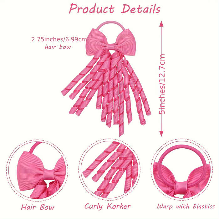 10pcs Elegant Grosgrain Ribbon Bow Hair Ties