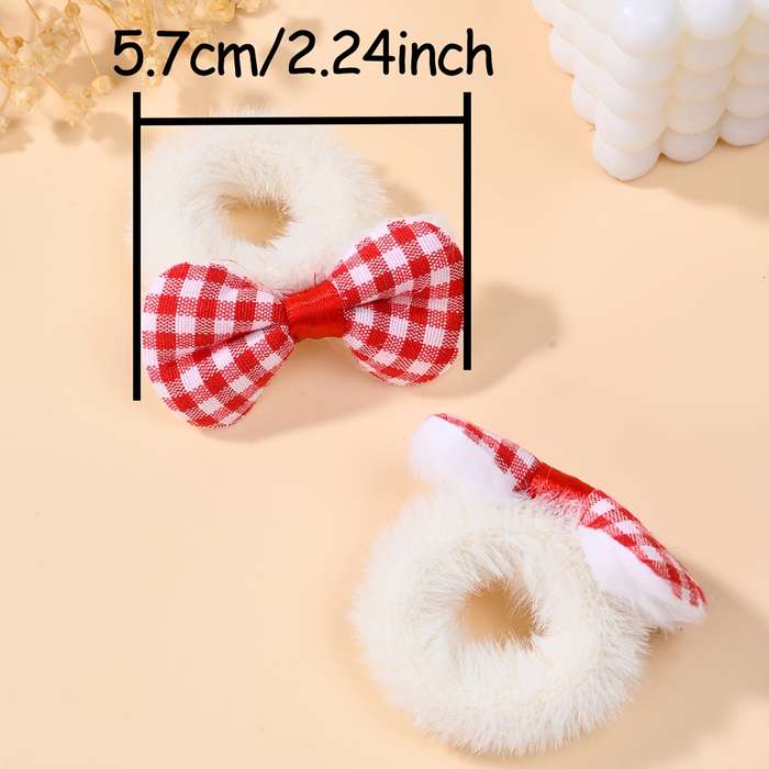 Elegant Bow Plush Hair Ties for Teens