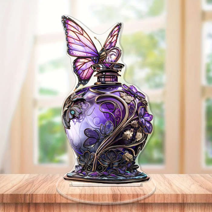 Classic Acrylic Butterfly and Floral Pedestal Vase Tabletop Decor