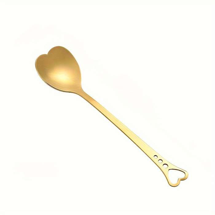 Stainless Steel Heart-shaped Spoon Dessert Hollow Handle Cake Spoon Stirring Spoon