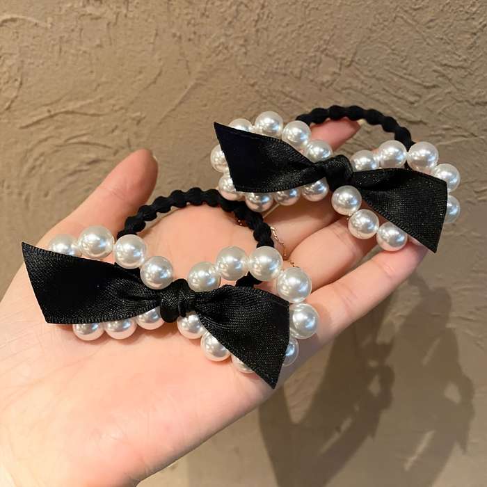 Vintage Faux Pearl Bowknot Hair Tie