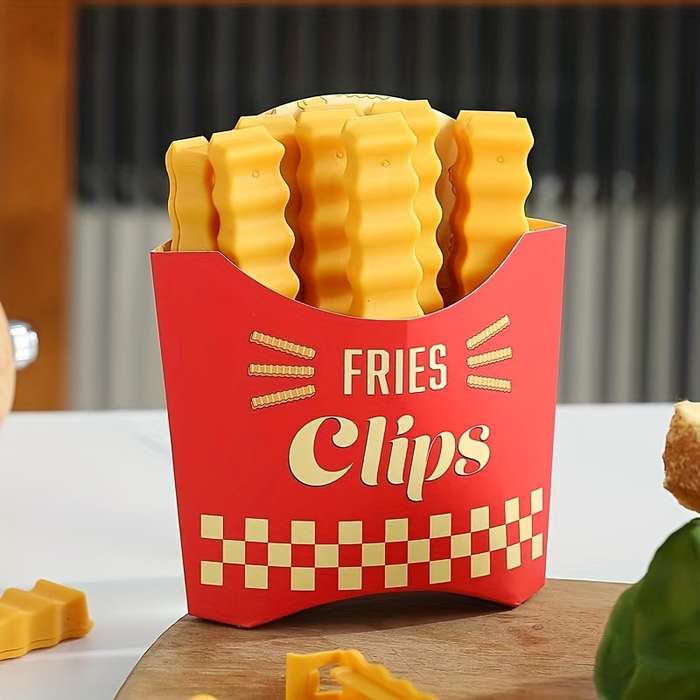 2pcs Cute French Fries Sealing Clip Storage Box