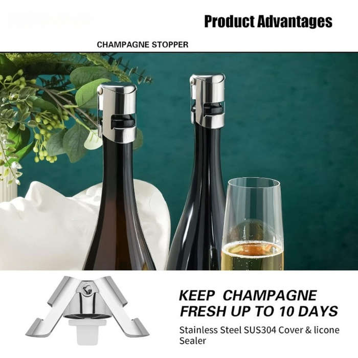 2-Piece Premium Stainless Steel Champagne Plug