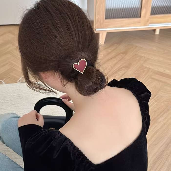 Elastic Hair Bands with Heart Charms