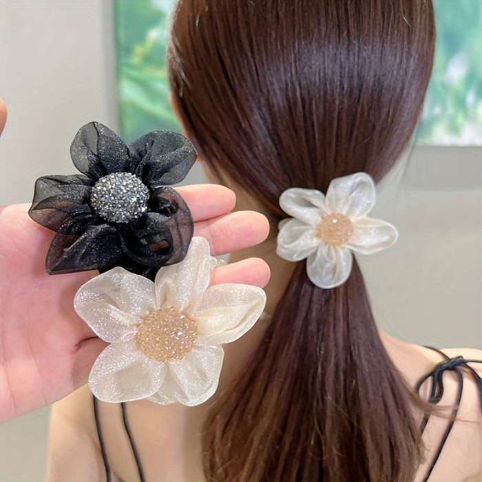 Elegant Women's Floral Hair Scrunchie