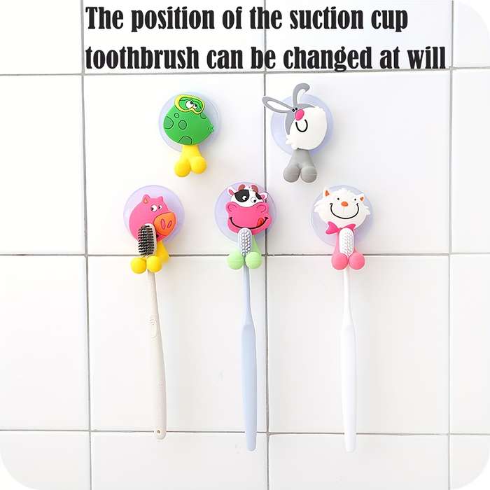 5pcs Cartoon Animal Silicone Toothbrush HoldersCreative