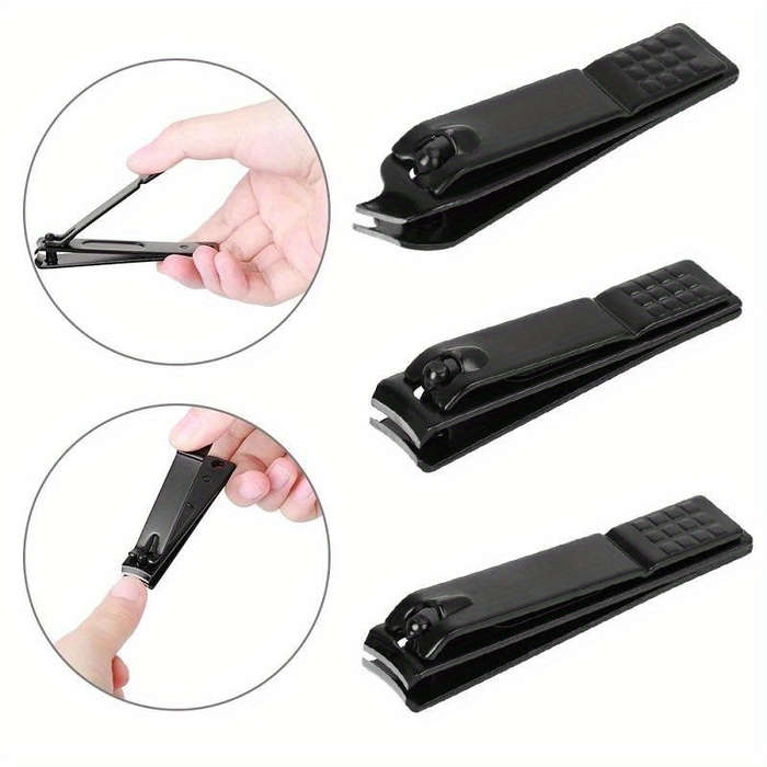 3pcs Black Stainless Steel Nail Clipper Set