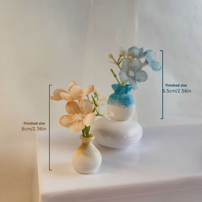Miniature Artificial Flower Vase Set