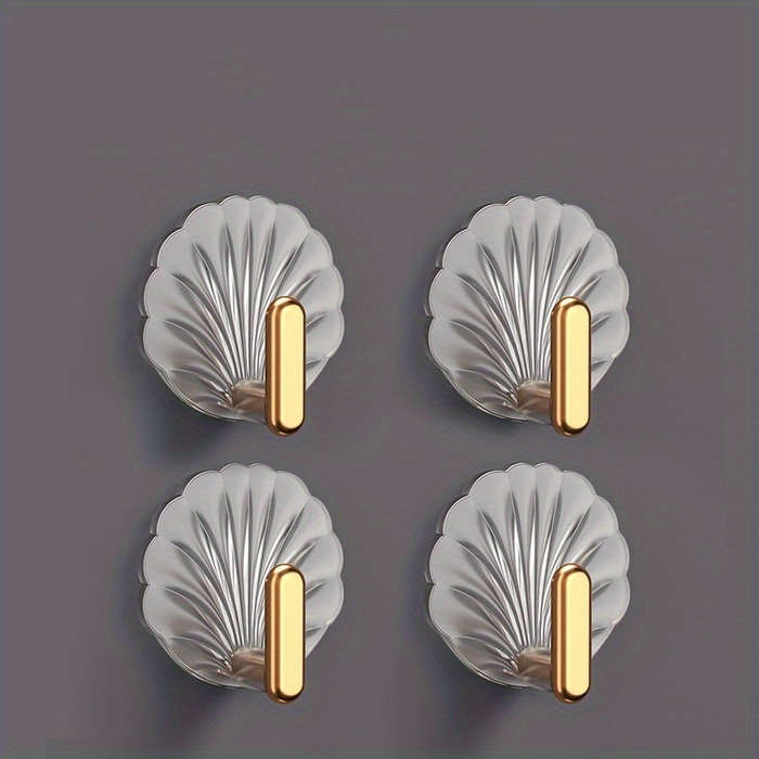 4pcs Elegant Shell-Shaped Adhesive Wall Hooks
