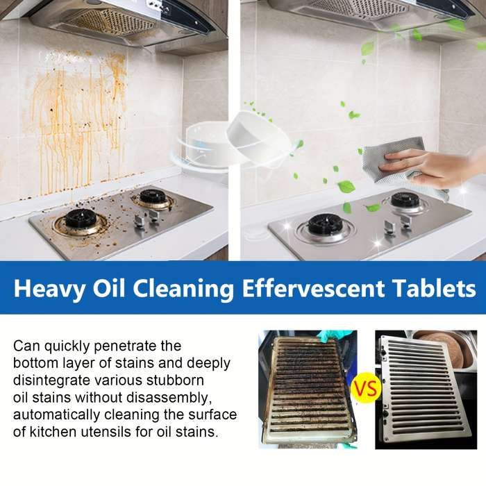 10pcs Heavy Oil Cleaning Effervescent Tablets