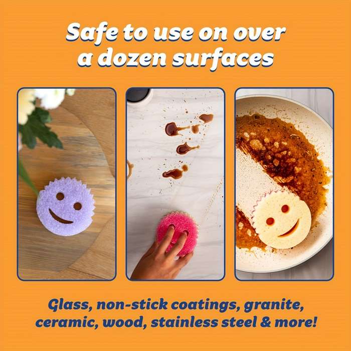4pcs Smile-Shaped Multi-Purpose Cleaning Sponges - Durable