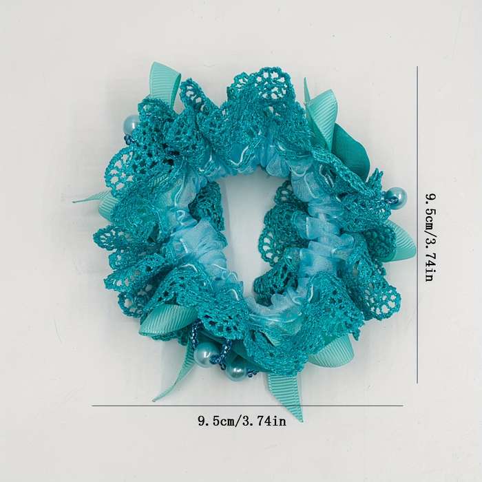 Vintage Lace Scrunchies Flower Beads Decor Hair