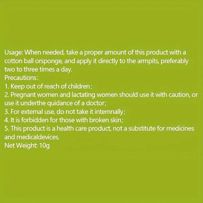 Sweat odor control cream