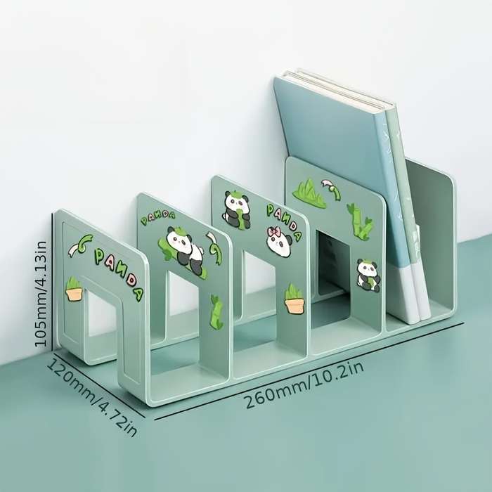 Green Plastic Bookshelf with DIY Panda Design