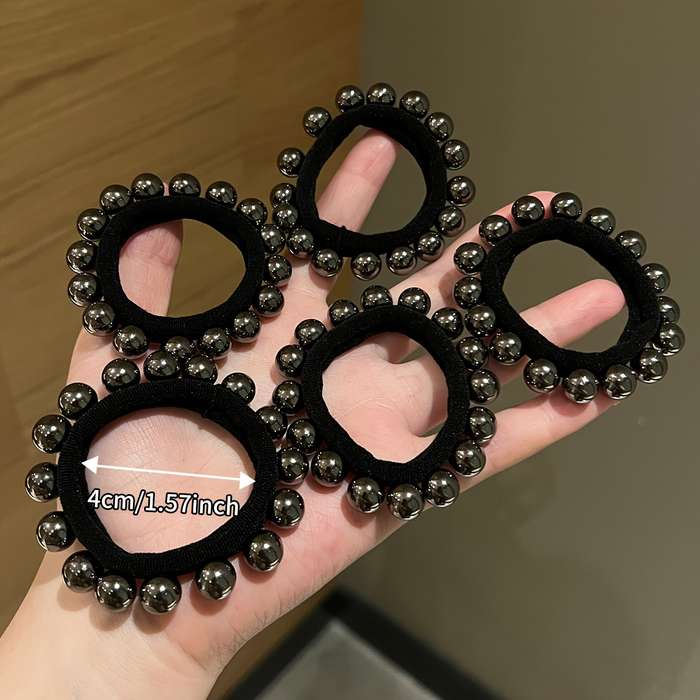 Black Faux Pearl Hair