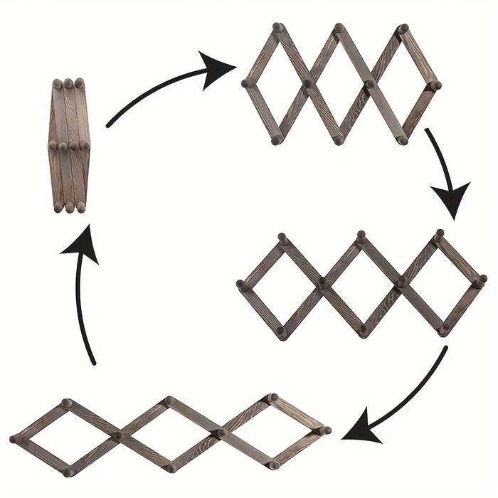 1pcs Folding Coat Rack Wooden Expandable Hanger with 10 Hooks