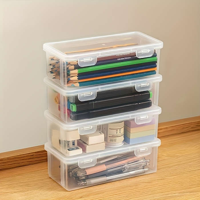 2-Pack Hinged-Lid Large Clear PP Plastic Storage Boxes