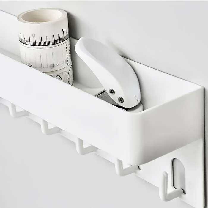 1pc Contemporary White Plastic Wall-Mounted Storage Shelf