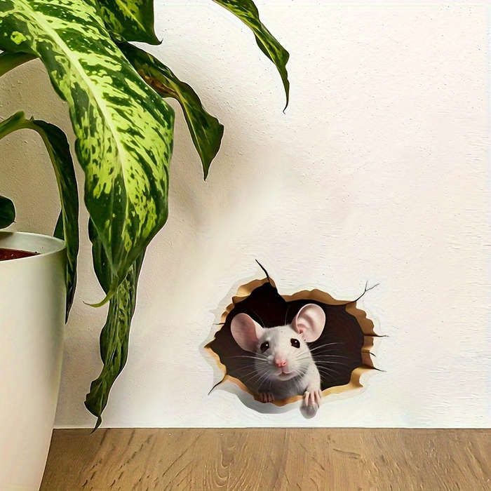 3D Mouse Hole Wall Decal