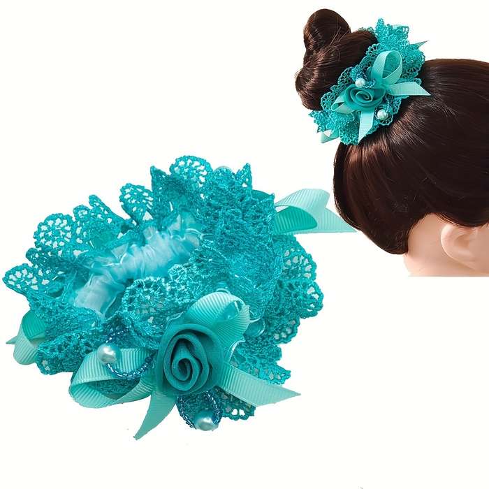 Vintage Lace Scrunchies Flower Beads Decor Hair