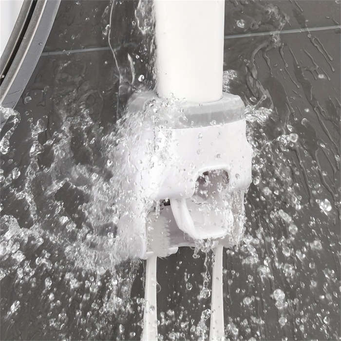 1pc Sleek White Wall-Mounted Toothbrush Holder