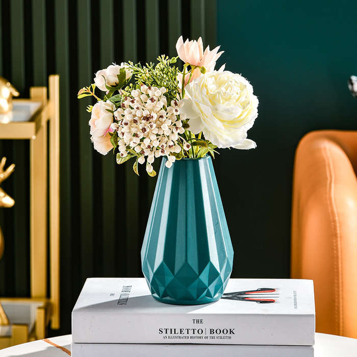 Geometric Teal Vase