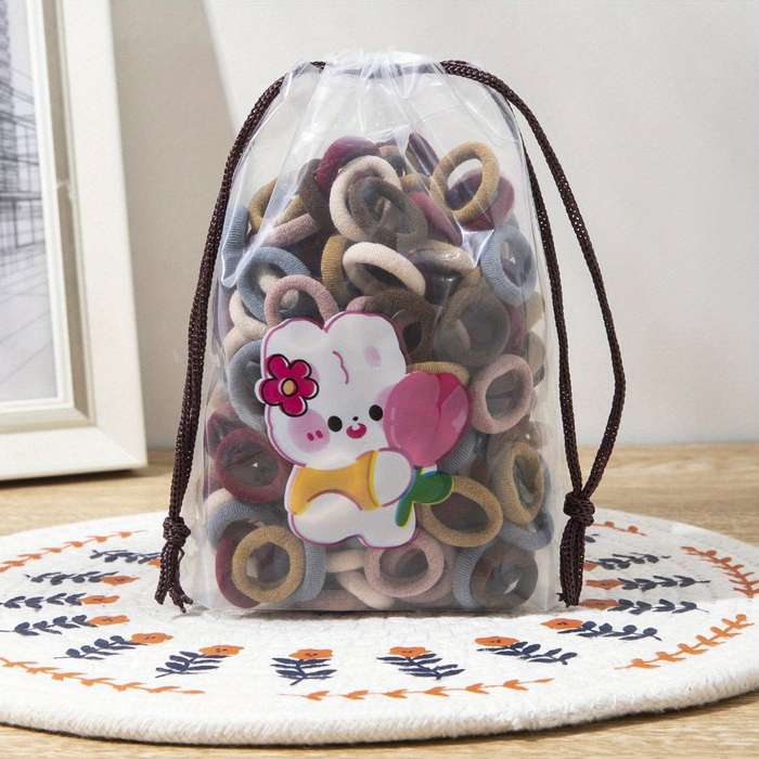 100pcs Mixed Color Fabric Hair Ties