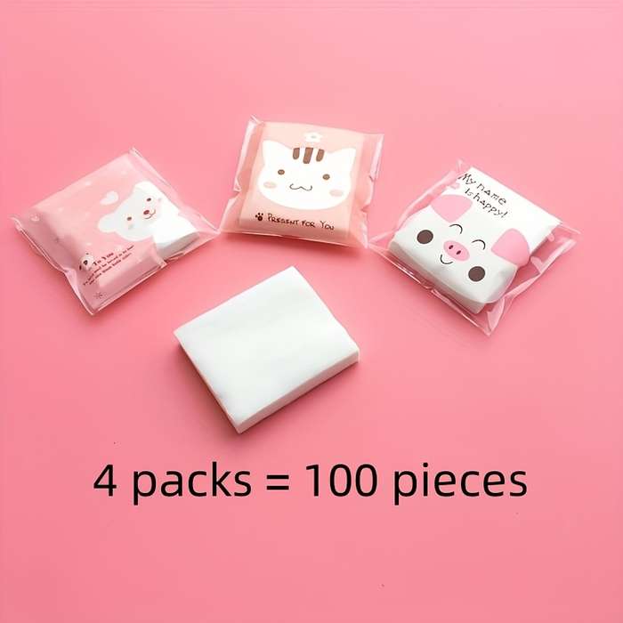 100pcs Cute Cartoon Makeup Remover Wipes